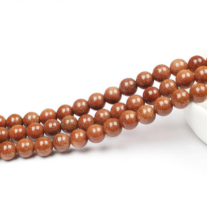 MJDCB AAA Natural Gold Sand Gemstone Loose Round Beads Spacer Beads for Jewelry Making (8mm)