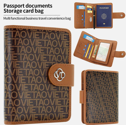 XIMAND Passport Holder Wallet Bag with AirTag Holder, Card Slots and Passport Solt Ticket Cash Solt, Photo Solt Sim Card Pen Slot.Brown