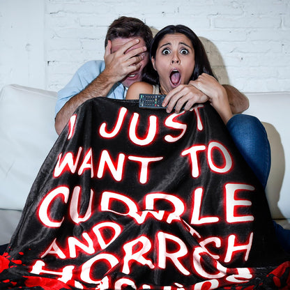 Buryeah Horror Movie Gifts Horror Movie Blanket 50"x60" Throw Blanket Scary Nightmare Plush Warm Black Red for Home Sofa Decor Couch Bed