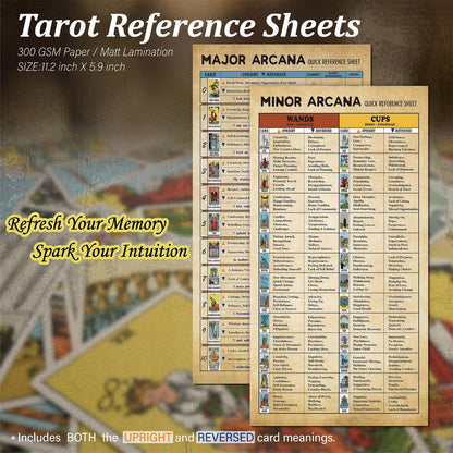 Joyppy 336 Pcs Tarot Stickers - 2.5" x 1.4" (6.3 cm x 3.6 cm) - 4 Sets RWS Full Deck Tarot Card Stickers for Tarot Journal & Planner - Tarot Cheat Sheets Included for Quick Learning & Spreads…