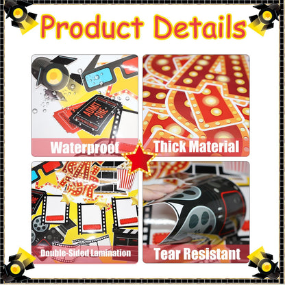 Movie Star Bulletin Board Decorations Set with Borders Movie Night DIY Photo Crafts Cutouts Decor for Teachers Now Starring Motivational for Class School Classroom Bulletin Board Decoration