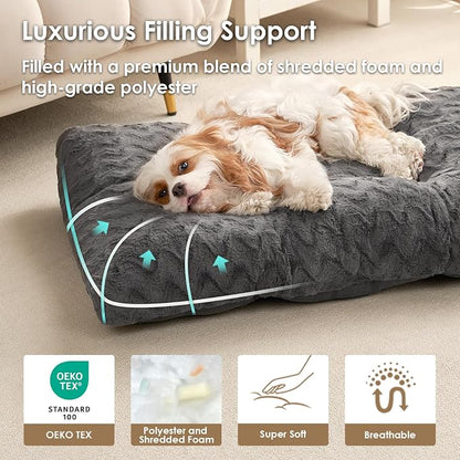 EHEYCIGA XXL Washable Dog Bed for Crate 47x29 Inch, Kennel Pad for Extra Large Dogs Up to 100 lbs, Plush and Comfy Pet Sleeping Mat, Charcoal