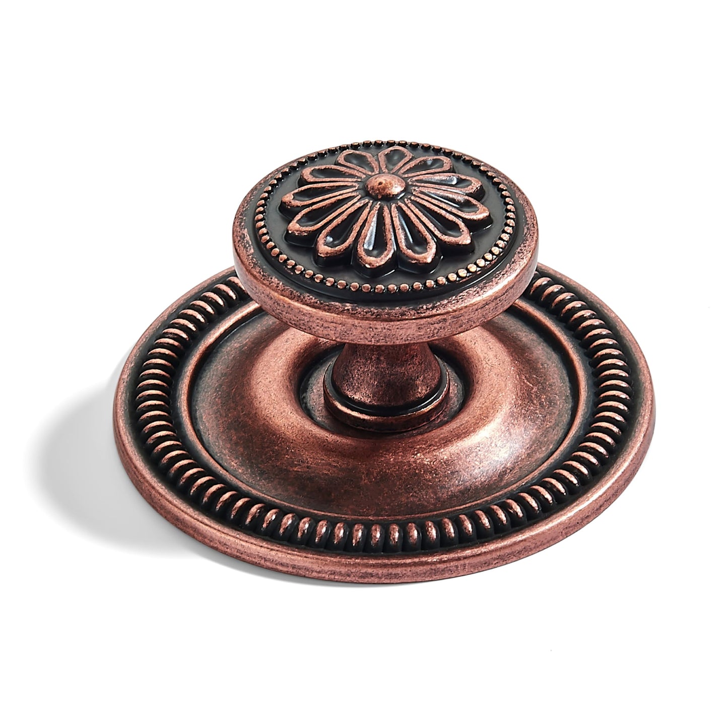 khtumeware 10 Pack 2.5 Inch Antique Copper Cabinet knobs with Backplate,Vintage Backplate for Drawer knobs, Bi-Fold Door Knobs