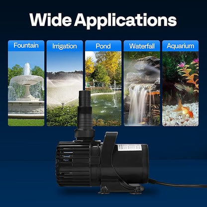 VIVOHOME 220W 4500GPH Submersible Water Pump with 180° Seamless Adjustable Nozzle and Barrier Bag for Koi Pond Waterfall Fountains Fish Tank