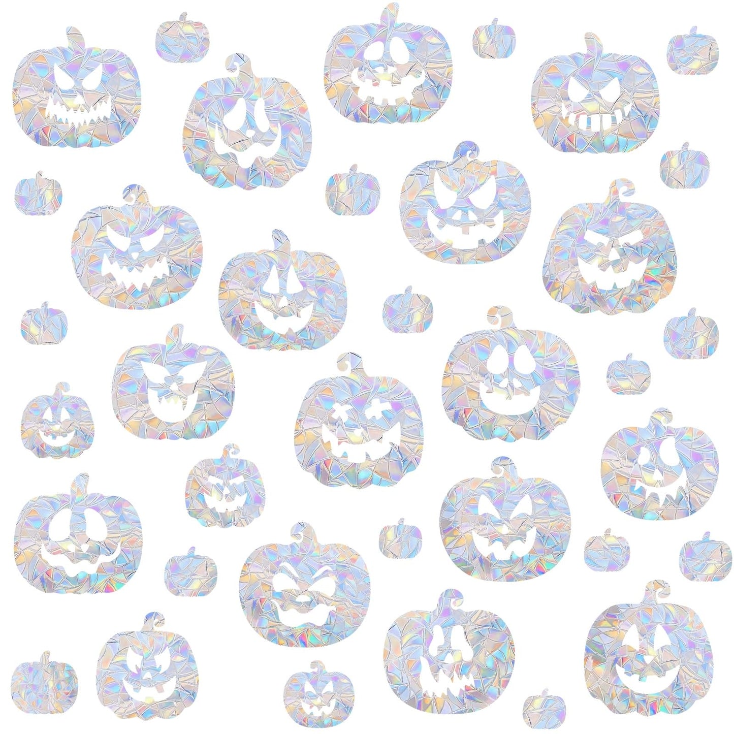 Pumpkin Window Cling Halloween Window Clings Static Clings for Glasss Windows Sun Catcher Rainbow Stickers Ainti Collision Windows Decals for Bird Strike Halloween Decorations