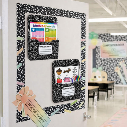 Gilprop 2 Pcs Composition Notebook Magnetic File Folder Holder Pocket File Organizer Classroom Decor Teacher Desk Accessories for Whiteboard Classroom Essential No Drilling