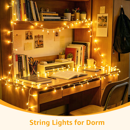 Ollny 400LED 131FT Christmas Lights Outdoor, Clear Wire Fairy Lights with Remote 3 Timer, Plug in 8 Modes String Lights for Bedroom Indoor Outside House Party Xmas Decorations, Warm White