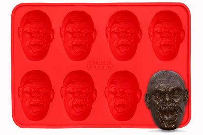 Zombie Head Candy Making Tray by The Modern Gummy, SILICONE, 8 Realistic Cavities per tray, For Gelatin, Chocolates, Cupcake Toppers, Halloween, Zombie Party