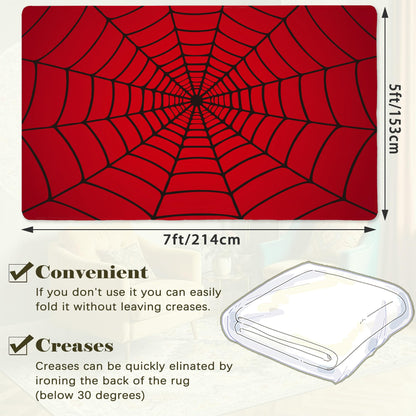 Red Spider Web Area Rug, 5x7 Indoor Area Rugs Washable Rugs for Living Room Carpet, Farmhouse Non Slip Carpet for for Bedroom Laundry Room Kitchen Non Slip Soft Low-Pile