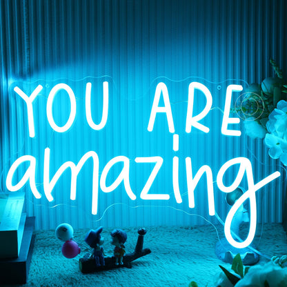 SYLHOME You Are Amazing LED Neon Light Sign 5V Girls Boys Bedroom Living Room Classroom Wall Decor Sign Hanging Smart Kid Birthday USB 16.9" X 10.6" Warm White