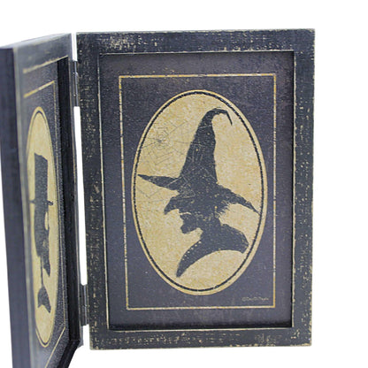 Primitives by Kathy Skeleton And Witch Portraits Home Décor Hinged Sign
