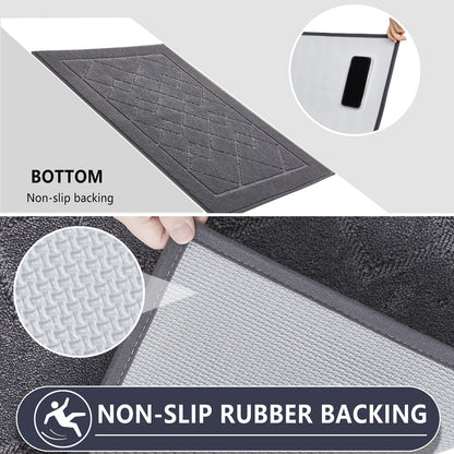 REFETONE Dirt Trapper Door Mat 32" x 40", Washable Indoor Doormat Rubber Backing Non Slip, Resist Dirt and Absorbent Entrance Mat, Low Profile Inside Floor Mats for Front Back Door and Entryway, Grey