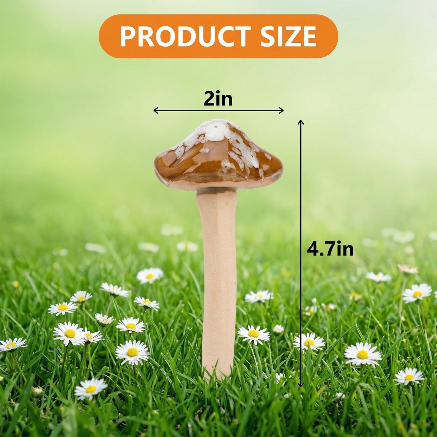 Peohud 12 Pack Ceramic Garden Mushrooms, Lawn Ornament Decor Mushrooms for Fairy Garden, Yard, Indoor, Outdoor, 4.7 Inch