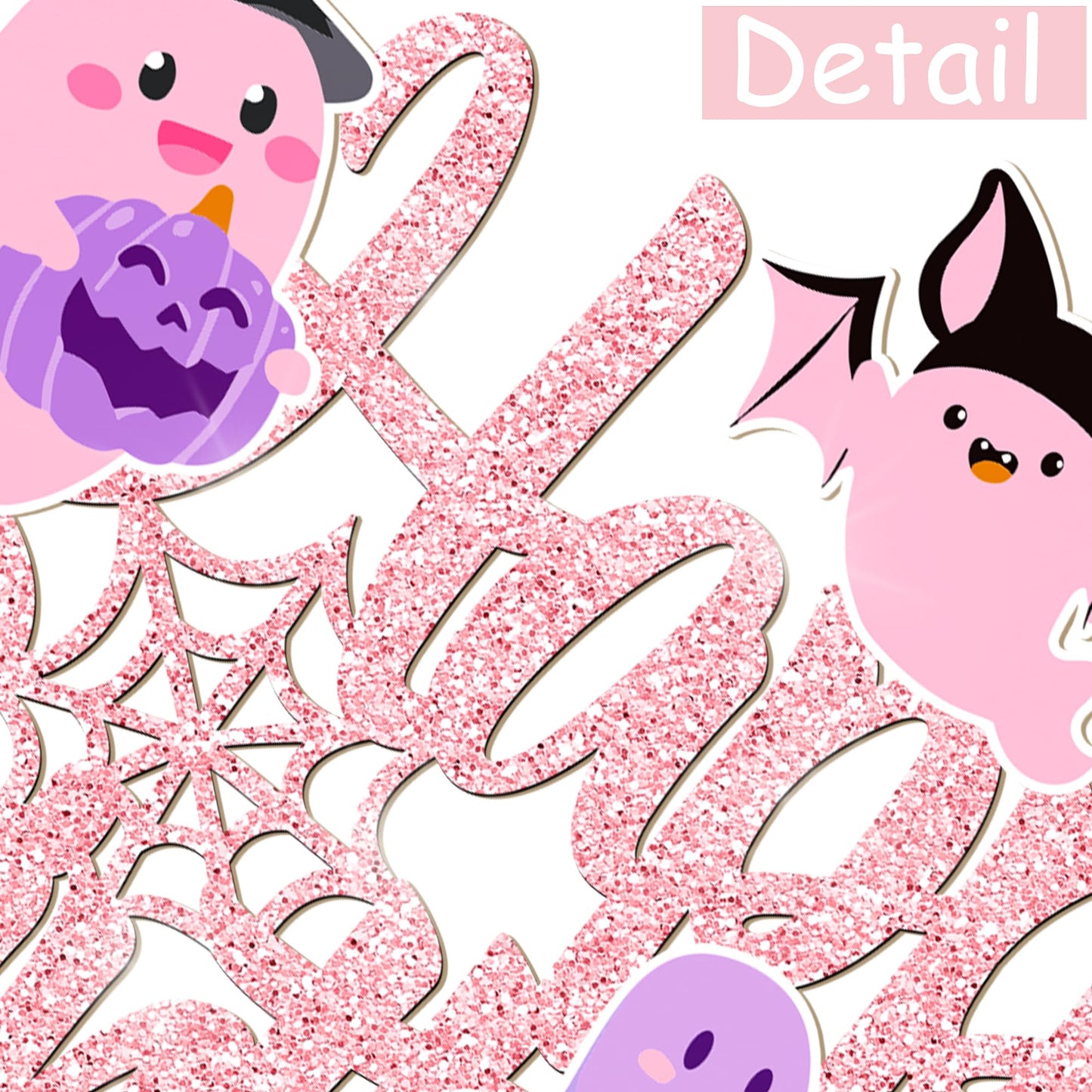 Ghost Birthday Cake Topper Pink Glitter Halloween Birthday Party Decorations Lovely Ghost Cake Picks Ghosts Theme Cake Decorations for Happy Boo Day Party Supplies