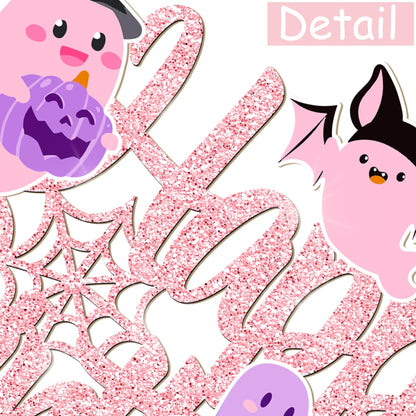Ghost Birthday Cake Topper Pink Glitter Halloween Birthday Party Decorations Lovely Ghost Cake Picks Ghosts Theme Cake Decorations for Happy Boo Day Party Supplies