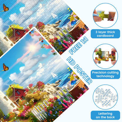 500 Pieces Puzzle for Adults Lighthouse Jigsaw Puzzle, Recycled Cardboard Jigsaw Puzzles 500 Pieces, Family Challenging Game, Nature Landscape Difficult Jigsaw Puzzle 20.5×15 in