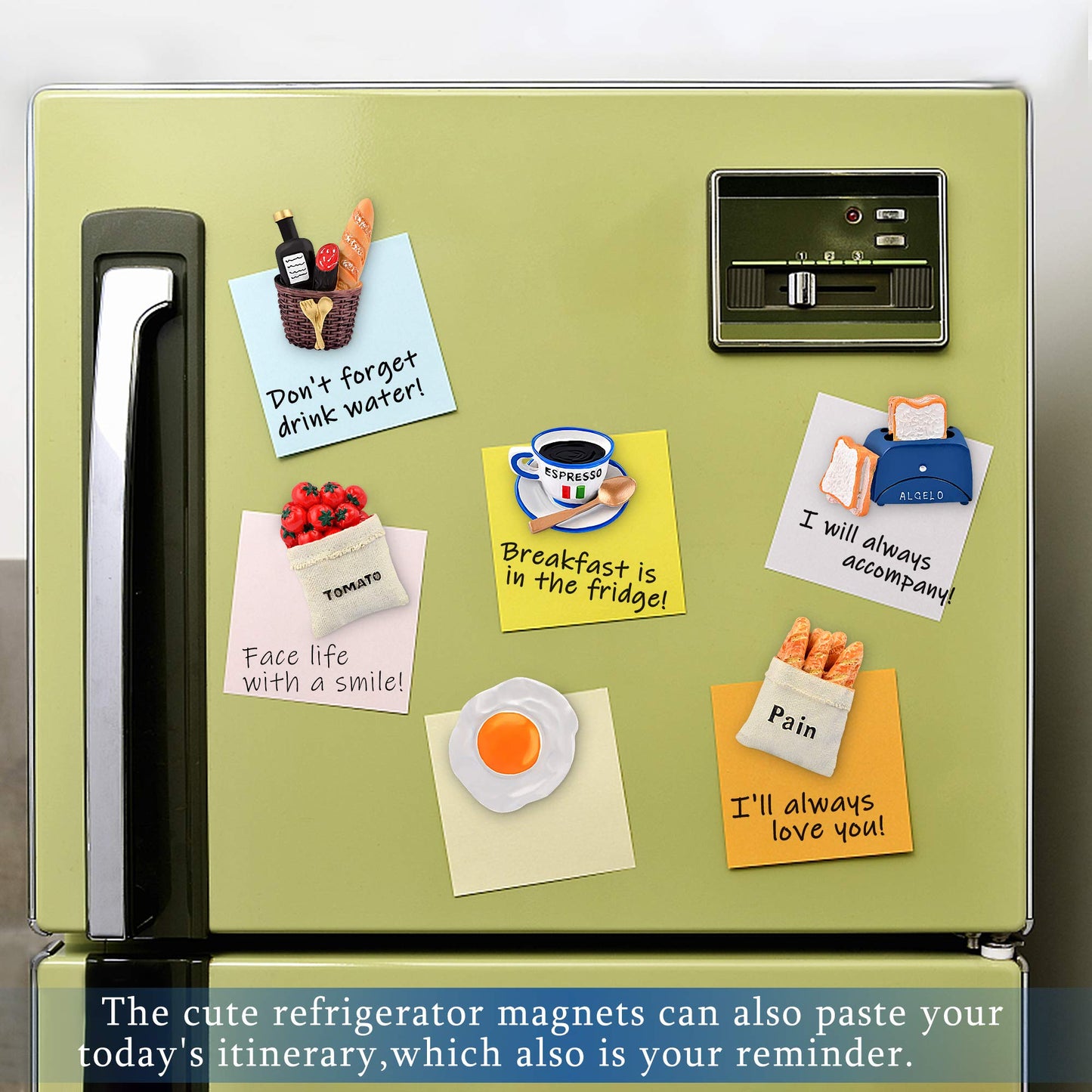 Worldity 6pcs Cute 3D Resin Fridge Magnets - Creative Natural Food Shaped Magnets for Home Decor, Refrigerator, Magnetic Whiteboard or Blackboard