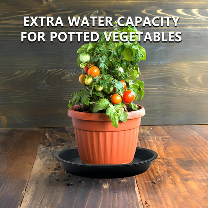 Garrdeen 6 Pack 12-Inch Black Plant Saucer Trays, Thick PP Plastic Planter Bases for Large Pots, Strong Flower Pot Water Catcher Plates & Heavy Duty Drip Trays for Patio and Indoor Use