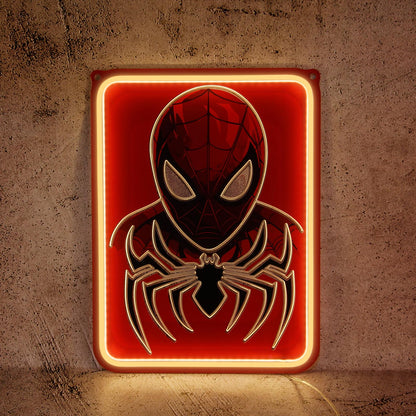 FRIFUN Spider Anime Neon Sign Led Light Up Sign Spiderman Neon Signs For Game Room Man Cave Bar Kids Bedroom Wall Decor Fun Birthday Gift
