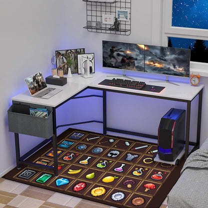 DRVAKO Game Rug Teen Boys Carpet with Pixel Games Element Items Decoration Mat, Weapon Medical Game Rugs for Boy’s Bedroom Living Room Playroom, Non-Slip Children Gaming Area Rugs (Brown, 63" x 47")