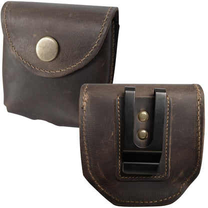 Cowhide Leather Zyn Holder- Vintage Handmade Brown Thick Grain Leather Dip Can Holster-Snuff Holder Compatible with ZYN, Copenhagen, Skoal, Kodiak, etc-Belt Accessories for Men