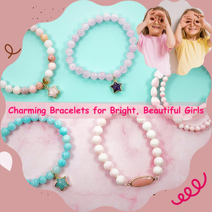 Amazonite Bracelet Birthday Favors for Kids, Toddler Bracelet with Certified 925 Sterling Silver 18K Gold Vermeil Amazonite Crystal Star Charm