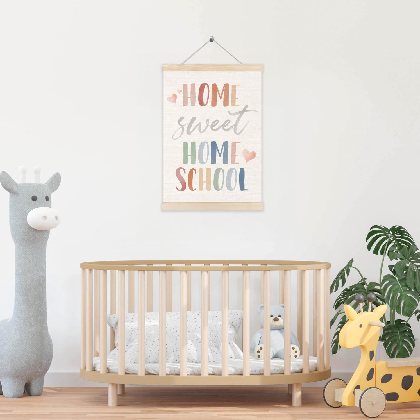 Koesus Home Sweet Homeschool Wall Art Poster Hanger Frame 12x16 Inch, Boho Educational Canvas Pictures Prints Framed Wall Decor for Homeschool Classroom Toddler Kids Room Bedroom Nursery