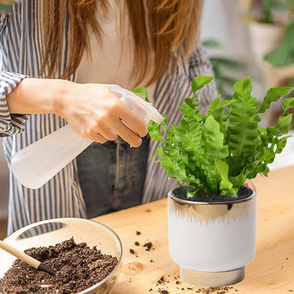 NEONWE White Ceramic Planters, Gold Flower Pots for Indoor Plants with Drainage Holes, Modern Round Planter with Drainage Holes - Plant Not Included 4.33 X4.33 Inch