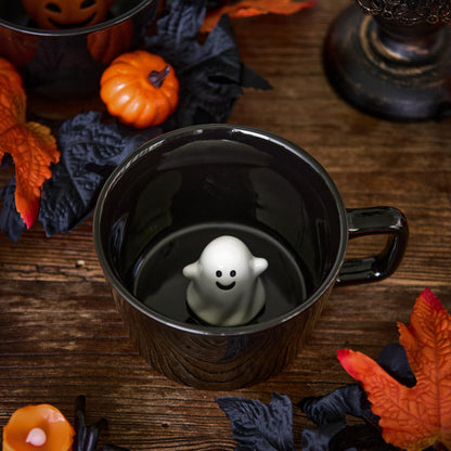 Bico White Ghost Large Ceramic Halloween Surprise Mug, for Coffee, Milk, Hot Chocolate, Halloween Decoration, Day of The Dead Decor