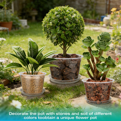 HKKZYT 8/10/12 Inch Clear Nursery Pots with Drainage and Sacuers, 15 Pack Plastic Pots for Plants Indoor Outdoor, Variety Large Clear Pots for Flowers, Succulents (8/10/12inx5pcs)