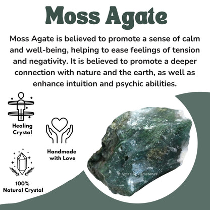 Amazing Gemstone Moss Agate Raw Crystals and Healing Stones, Natural Rocks for Tumbling and DIY Raw Stones and Crystals (5 Pieces)
