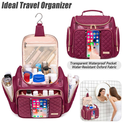 Tealari Large Toiletry Bag for Women Men,Bathroom Bag,Water Resistant Shower Bag,Makeup Bag,Portable Shower Caddy for College Dorm,Hanging Travel Toiletry Bag with Transparent Waterproof Phone Pocket