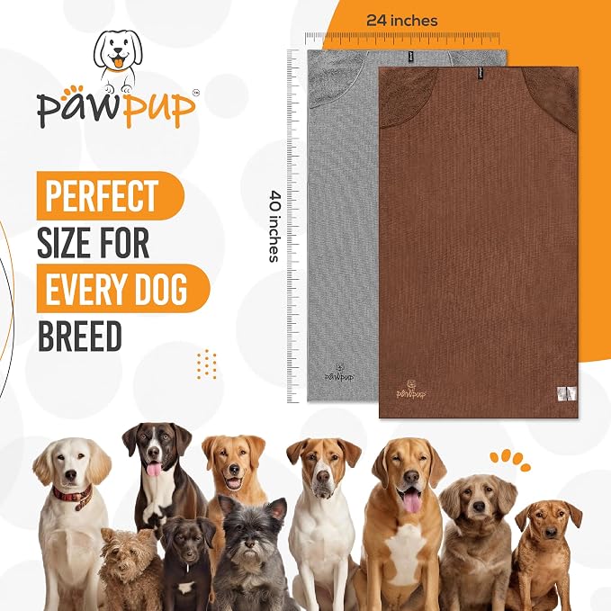 Dog Towels for Drying Dogs Super Absorbent Microfiber Pet Grooming Towel for Dogs, Cats and Other Pets (40 x 24 Inches, Brown and Grey)