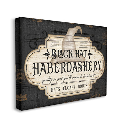 Stupell Industries Black Hat Haberdashery Halloween Sign Spooky Heirloom Quality