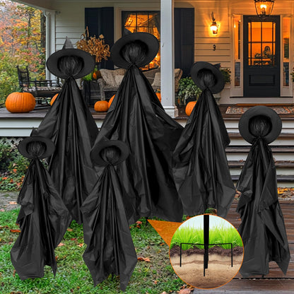 Halloween Witch Outdoor Decorations Set of 3, 3FT 4FT 5FT Yard Lawn Garden Props with Stakes, Witch Halloween Decor for Outside, Garden, Lawn, Entryways