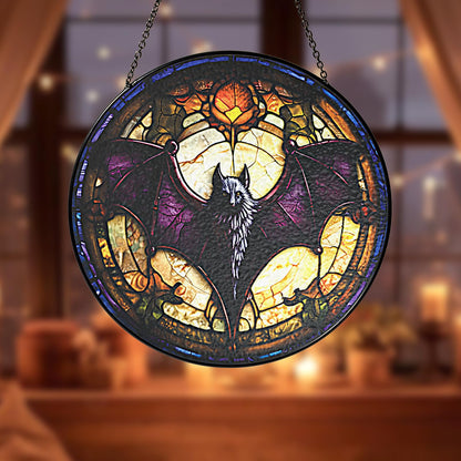 6" Bat Stained Glass Suncatchers Art Glass Spooky Bat for Sun Catcher Indoor Window for Pet Animal Lovers Women Grandma Mom Friend Painted Panel Décor ANI-01A-SG6