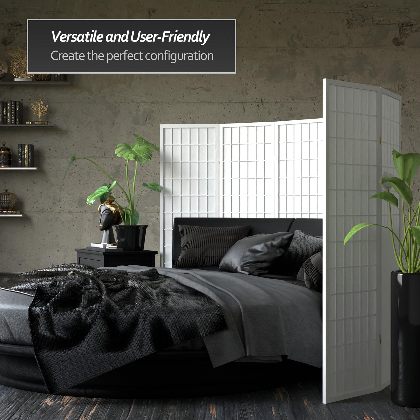 Red Lantern 5 ft. Tall Window Pane Shoji Screen - White - 3 Panels