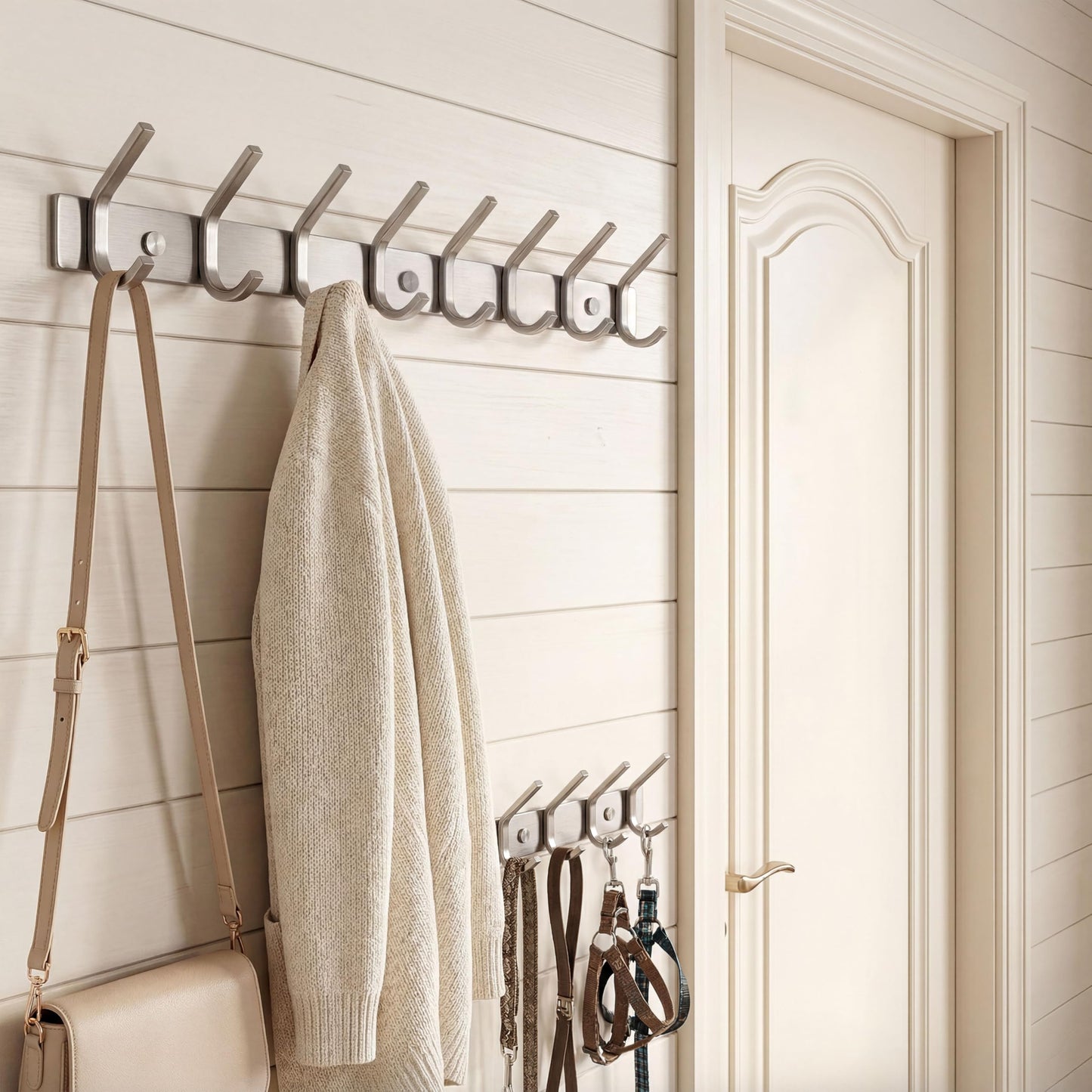 WEBI Heavy Duty 24 Inch SUS 304 Coat Bath Towel Hook Hanger Rail Bar with 8 Hooks,Brushed Finish,for Bedroom,Foyers,Hallways Home Office Storage Organization, C-CBG08