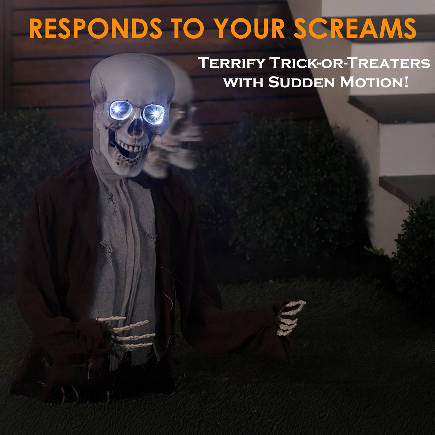 Evergreen Animated Groundbreaker Zombie for Halloween Outdoor Decoration, Sound Activated Zombie with Sporky Sound & Glowing Eyes, Halloween Props for Graveyard Lawn Yard Haunted House Decor