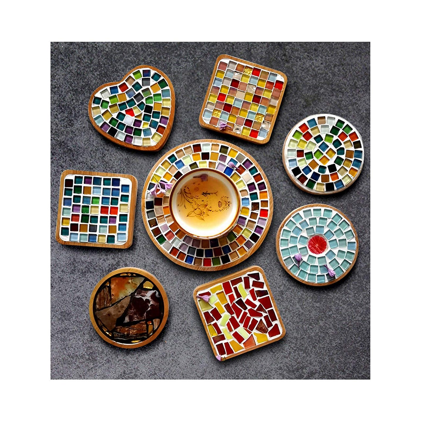 100 Pieces Mosaic Tiles Squares Orange Crystal Mosaic Stained Glass for Crafts Supplies DIY Picture Frames Handmade Jewelry Coasters Art Material Decoration,1x1cm