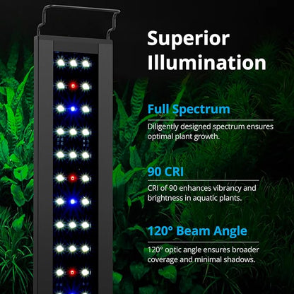 NICREW C10 Plants LED Aquarium Light, 36-48 in, 27 Watts, Full Spectrum Fish Tank Light with Timer, Day and Night Cycle, Brightness Adjustable