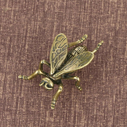 3PC Bees Beetles Spiders Sculpture Solid Metal Brass Animal Figurine Mini Insect Statue Ornament for Home Office Garden Desktop Decor Scene Decoration (Bees + Beetles + Spiders)