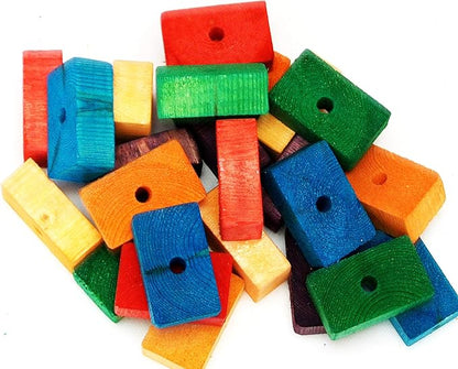 24 Large Colored Wooden Blocks for Bird Parts Macaw African Grey Amazon