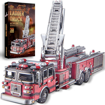 Piececool 3D Metal Puzzles for Adults, Ladder Truck Fire Engine Model Kits Building, Challenge to Assemble DIY Craft Kits, Best Birthday Christams Gifts - 354 Pcs