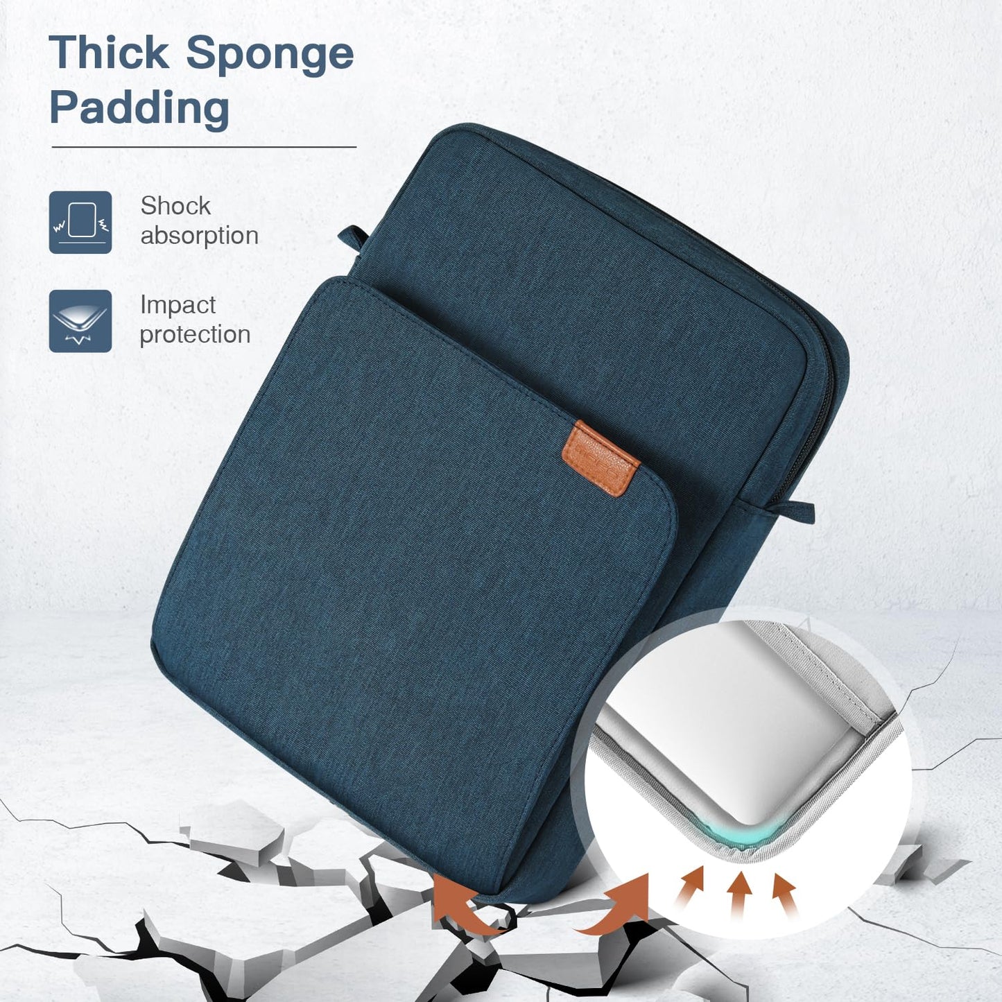 MoKo 15 Inch Laptop Sleeve Bag Fits MacBook Air 15" M2 2023, MacBook Pro 14" M2 2023, Galaxy Tab S9 Utra 14.6" 2023, Handle Carrying Case with Shoulder Strap, Indigo