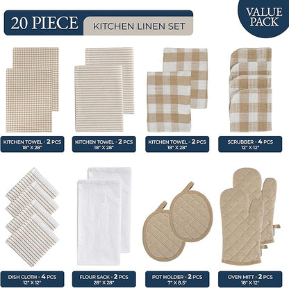 LANE LINEN 20 Piece Kitchen Dish Cloths Set
