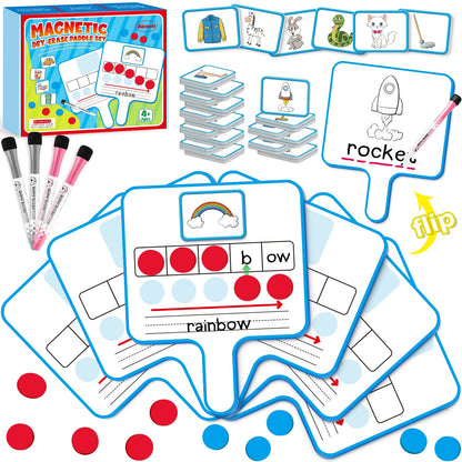 Aizweb Phonemic Awareness,Magnetic Dry Erase Whiteboards with Elkonin Box,Phonics Game,Preschool Kindergarten Speech Therapy Classroom Must Have,Phonological Manipulative Letter Sound Science Reading