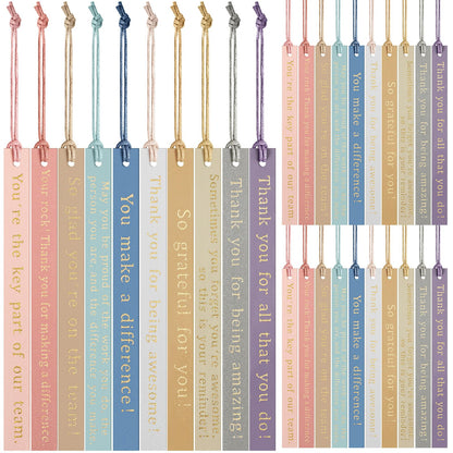 Skyygemm 30 Pcs Thank You Gifts Bookmark Bulk Employee Appreciation Gift Leather Inspirational Bookmark Pastel Leather Bookmark for Coworker Team Nurse Teacher Volunteer