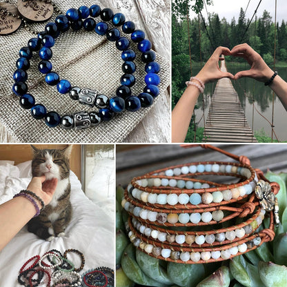 Siomia 60pcs 6mm Natural Blue Sandstone Gemstone Beads Energy Healing Crystal Round Loose Stone Beads for Jewelry Making, DIY Bracelets Necklaces