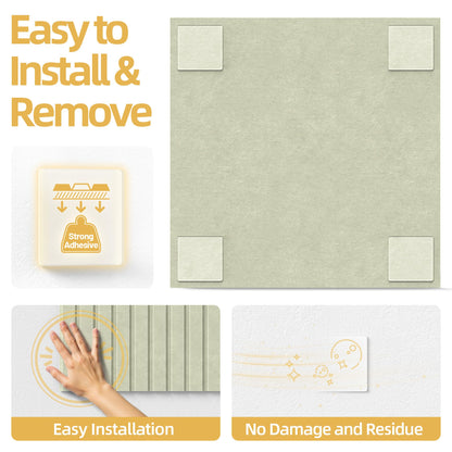 Large Cork Board for Wall 36" x 48" Sage Bulletin Board with Safe Removable Adhesive Squares for Pictures Photos, Alternative CorkBoard Felt Pin Boards Tiles for Office Classroom Wall Decor - 12 Pack